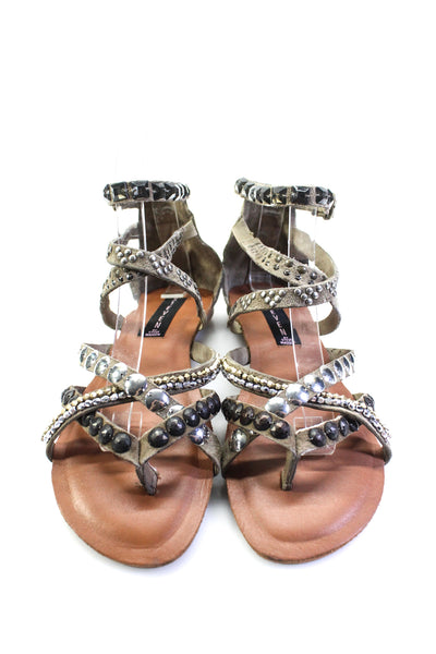 Steve Madden Womens Suede Beaded Strappy Thong Banglez Sandals Brown Size 7