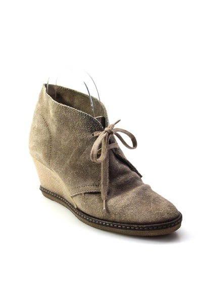 J Crew Womens Suede Lace Up MacAlister Wedge Ankle Boots Nutmeg Brown Size 7