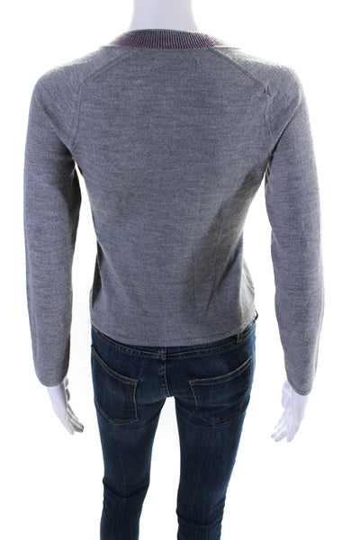 Rag & Bone Womens Long Sleeves V Neck Sweater Gray Purple Wool Size Small