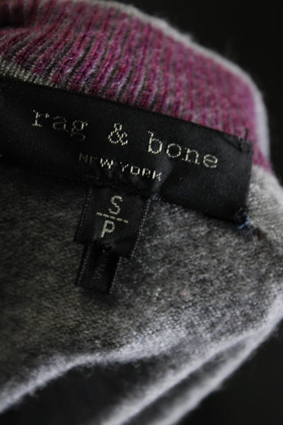 Rag & Bone Womens Long Sleeves V Neck Sweater Gray Purple Wool Size Small