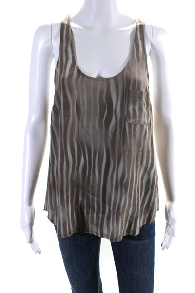 Joie Womens Silk Striped Sleeveless Tank Top Gray Blue Size Extra Small