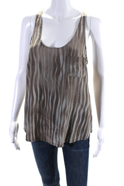 Joie Womens Silk Striped Sleeveless Tank Top Gray Blue Size Extra Small