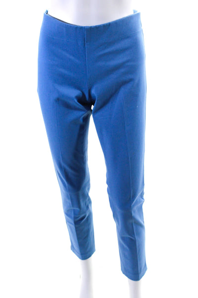 Ecru Womens High Rise Creased Slim Leg Springfield Pants Blue Cotton Size 2