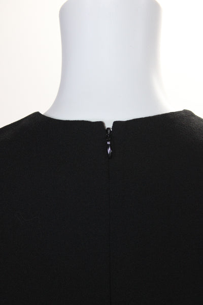 Givenchy Womens Black Wool Sheer Long Sleeve V-Neck A-Line Dress Size 34