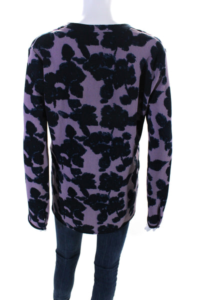 Essentiel Antwerp Womens Long Sleeve V Neck Abstract Top Purple Navy Size FR 34