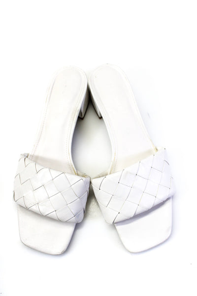 Marc Fisher Womens Leather Woven Slide On Sandal Heels White Size 10 Medium