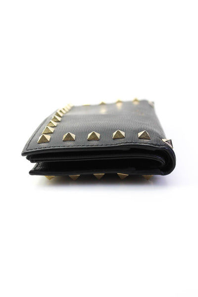 Valentino Garavani Womens Black Leather Rockstud Bifold Long Wallet