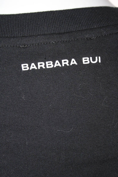 Barbara Bui Womens Asymmetrical Short Sleeves Tee Shirt Black Cotton Size Large