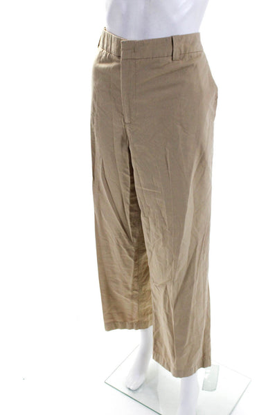 Vince Womens High Rise Straight Leg Creased Casual Pants Beige Cotton Size 14