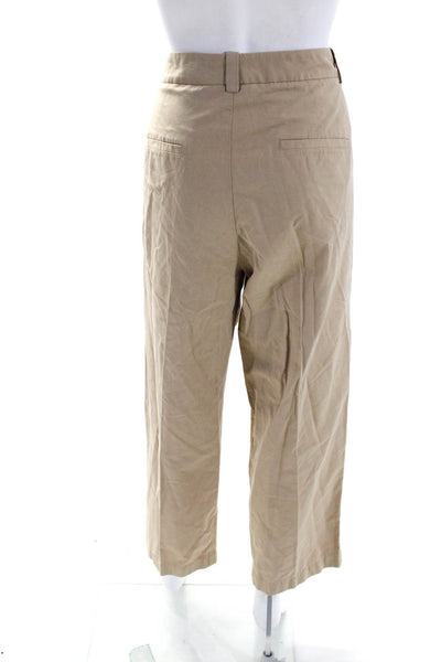 Vince Womens High Rise Straight Leg Creased Casual Pants Beige Cotton Size 14