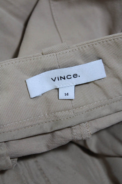 Vince Womens High Rise Straight Leg Creased Casual Pants Beige Cotton Size 14