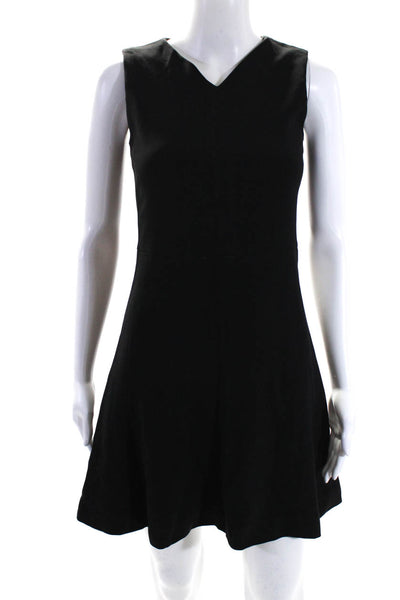 Chloe Womens Back Zip Sleeveless V Neck A Line Dress Black Size FR 34