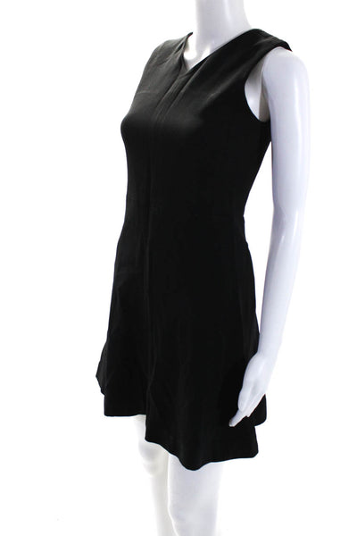 Chloe Womens Back Zip Sleeveless V Neck A Line Dress Black Size FR 34