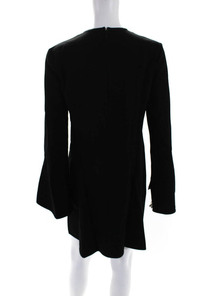 Ellery Womens Back Zip Long Sleeve Crew Neck Shift Dress Black Size 4