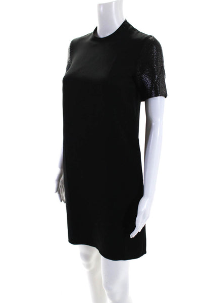 Ellery Womens Back Zip Short Sleeve Crew Neck Shift Dress Black Size 2