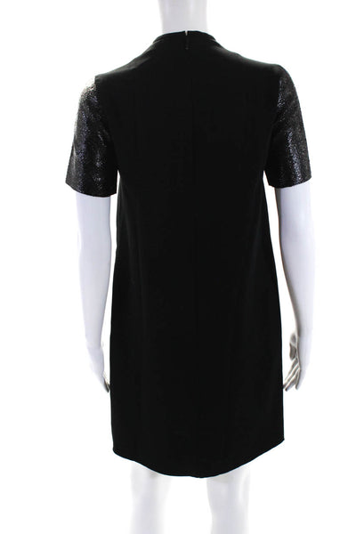 Ellery Womens Back Zip Short Sleeve Crew Neck Shift Dress Black Size 2