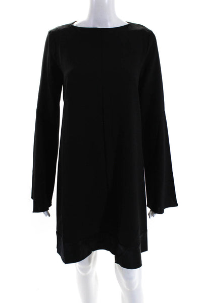 Ellery Womens Back Zip Long Sleeve Scoop Neck Shift Dress Black Size 4