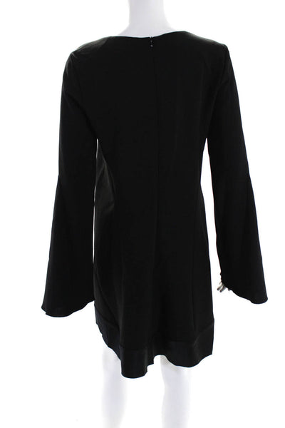 Ellery Womens Back Zip Long Sleeve Scoop Neck Shift Dress Black Size 4