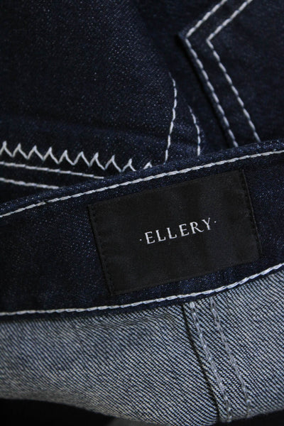 Ellery Womens Zipper Fly Denim Knee Length A Line Skirt Blue Size 4