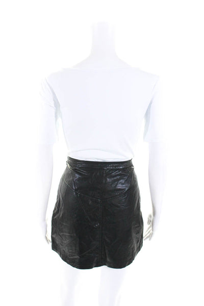 Free People Women's Hook Closure Faux Leather Wrap Mini Skirt Black Size 2