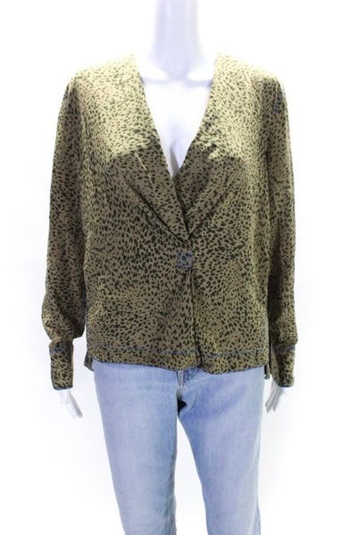 rag & bone Womens Shields Cheetah Top Yellow Size 6 11520773