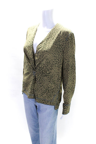 rag & bone Womens Shields Cheetah Top Yellow Size 6 11520773