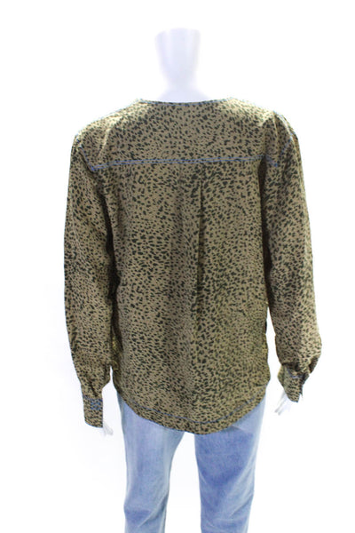rag & bone Womens Shields Cheetah Top Yellow Size 6 11520773