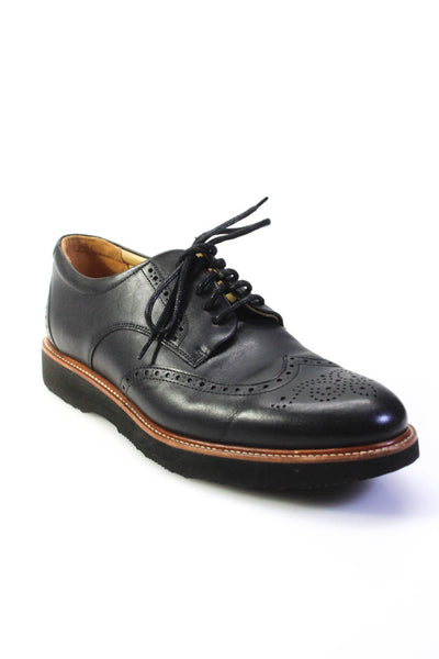 Samuel Hubbard Mens Lace Up Wingtip Oxfords Black Leather Size 10