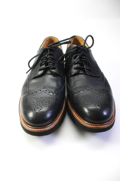 Samuel Hubbard Mens Lace Up Wingtip Oxfords Black Leather Size 10