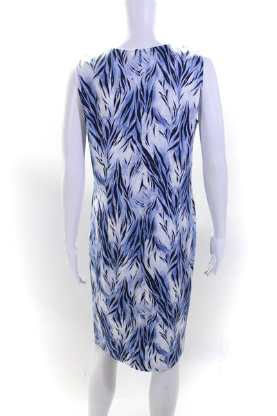 Leggiadro Womens Striped Sleeveless Midi Sun Dress Blue White Cotton Size 12