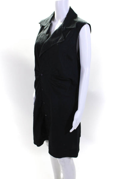 10 Crosby Derek Lam Womens Button Down Sleeveless Shirt Dress Black Size 14