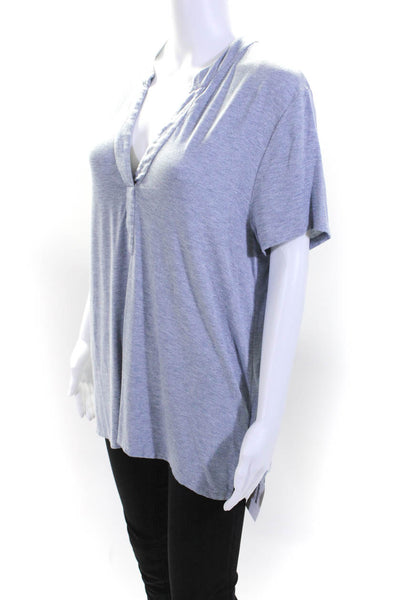 Majestic Filatures Womens Short Sleeves Shirt Blue Grey Metallic Size 4