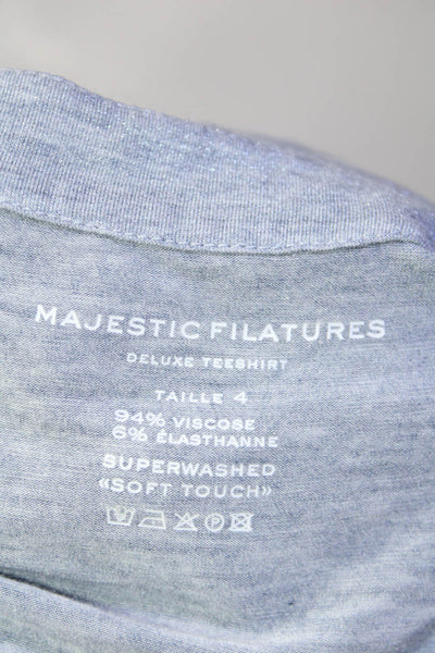 Majestic Filatures Womens Short Sleeves Shirt Blue Grey Metallic Size 4