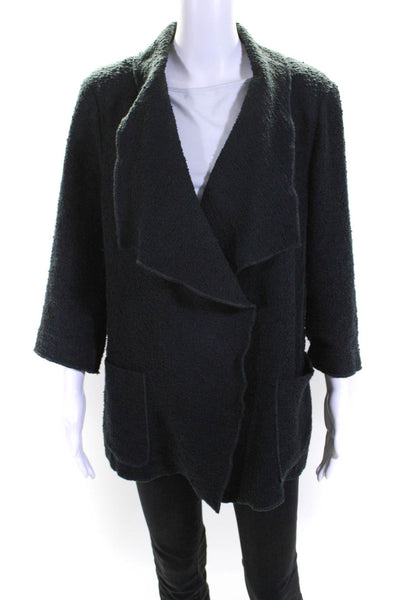 Worth New York Womens Tweed Button Closure Jacket Black Cotton Size Large