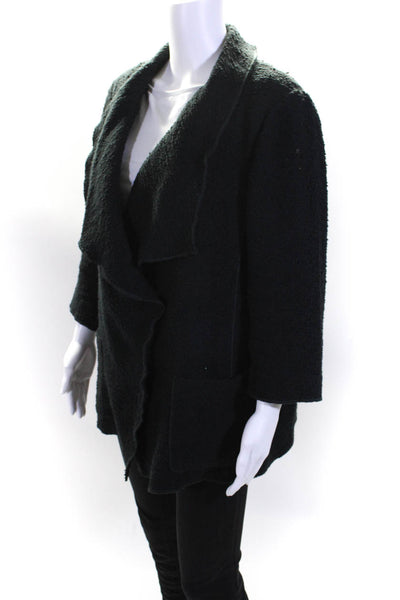 Worth New York Womens Tweed Button Closure Jacket Black Cotton Size Large