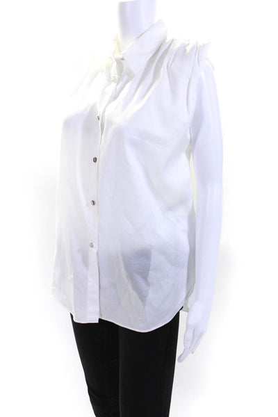 The Kooples Womens Sleeveless Button Down Crew Neck Shirt White Cotton Size 2