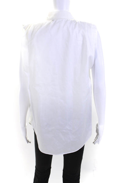 The Kooples Womens Sleeveless Button Down Crew Neck Shirt White Cotton Size 2