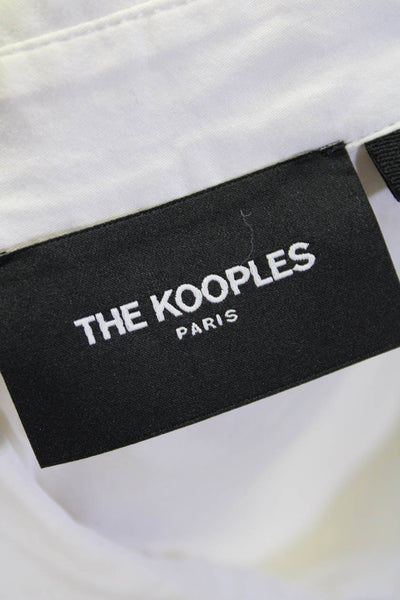 The Kooples Womens Sleeveless Button Down Crew Neck Shirt White Cotton Size 2