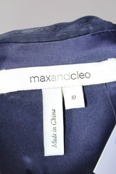 Max And Cleo Womens Navy One Shoulder Pleated Sleeveless Gown Dress Size 10