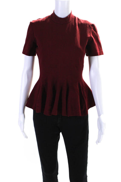 Tome Womens Burgundy Ponte Top Red Size 6 12036990