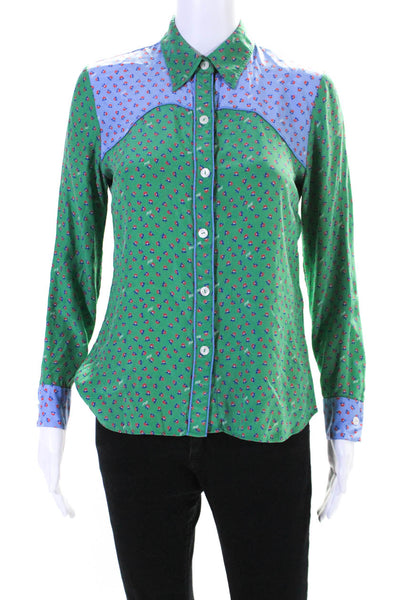 HVN Womens Kate Western Shirt Green Size 2 12619075