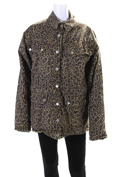 Marissa Webb Womens Ellery Print Anorak Jacket Brown Size 10 12979683