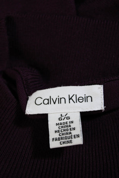 Calvin Klein Womens Long Sleeves Pullover Turtleneck Sweater Purple Size Large