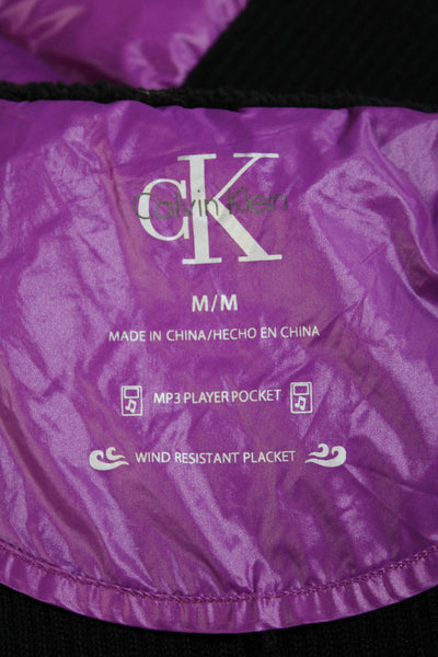 Calvin Klein Womens Water Resistant Mock Neck Puffer Vest Jacket Purple Size Med