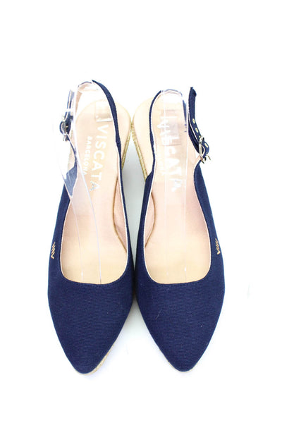 Viscata Barcelona Womens Slingbacks Espadrille Wedge Pumps Navy Blue Size 39 9