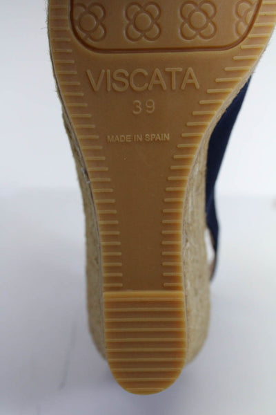 Viscata Barcelona Womens Slingbacks Espadrille Wedge Pumps Navy Blue Size 39 9