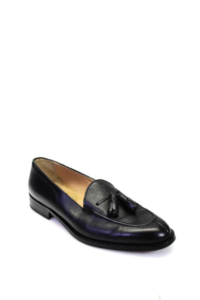 Bill Blass Mens Leather Tassel Slide On Dress Shoe Loafers Black Size 12 Narrow