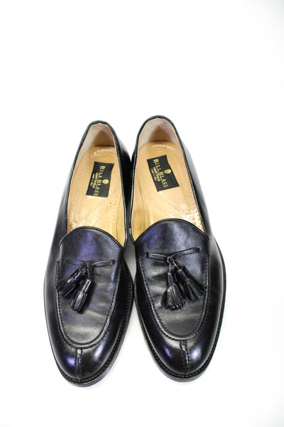 Bill Blass Mens Leather Tassel Slide On Dress Shoe Loafers Black Size 12 Narrow