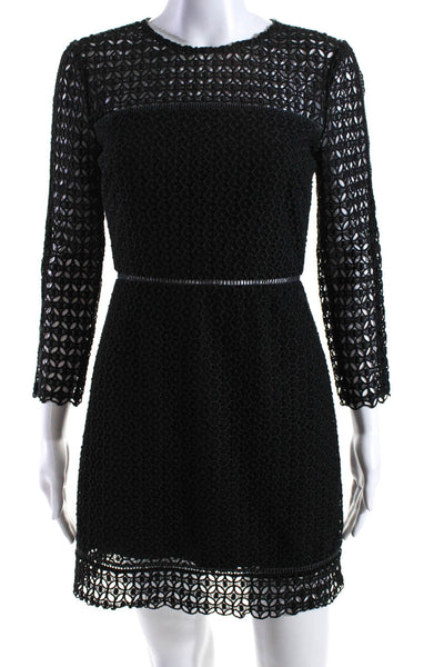 Cynthia Rowley Womens Geo Lace Sheath Black Size 4 12671455