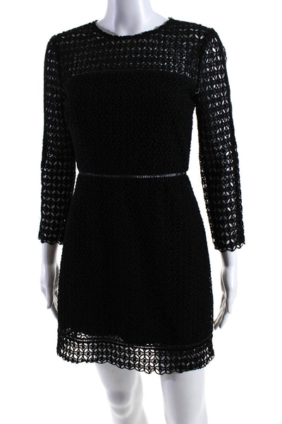 Cynthia Rowley Womens Geo Lace Sheath Black Size 4 12671455
